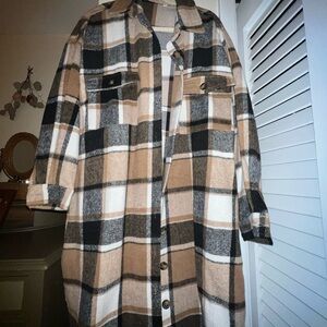 Cozy Plaid Longline Jacket